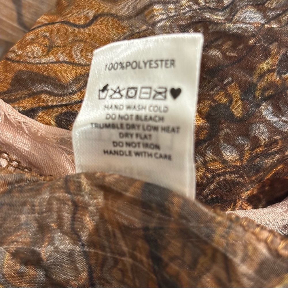 Sheer Hobo Bohemian Brown Paisley Print Kimono Duster or  Swim Cover Up Large - Picture 7 of 9